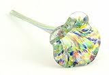 Multi-colored Hand Blown Glass Butterfly/Hummingbird Feeder with Wrought Iron Garden Stake