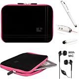 PINK Aero Protection Design Slim Soft Suede Cover Carrying Sleeve Case with Extra Accessory Back Pocket For Pandigital SuperNova 8 Inch Android Tablet eReader Tab Device + Includes a Crystal Clear High Quality HD Noise Filter Ear buds Earphones Headphones With Mic ( 3.5mm Jack ) + Includes a Professor Pen 3 in 1 Red Laser Pointer / LED White Light / Stylus / White Pen