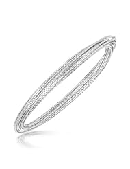 Sterling Silver Rhodium Plated Multi Strand Textured Bangle