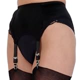Nancies 4 strap plain panel suspender belt