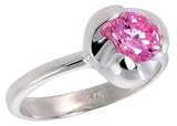 Sterling Silver Pink Tourmaline Colored CZ Flower Ring