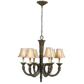 World Imports Lighting 1144-87 Genova 6-Light Chandelier with Shades, Aged Copper Patina