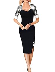Houndstooth Print Winter Sheath Cotton/Polyester/Spandex Party Dress/Tunic 