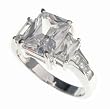 SilverBin Sterling Silver Engagement Style Square Clear CZ Ring with CZ Accents
