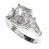 SilverBin Sterling Silver Engagement Style Square Clear CZ Ring with CZ Accents
