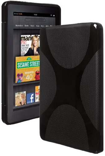 HHI TPU Case Rubber Skin Cover For Amazon Kindle Fire - Black (The Package include a HandHelditems Sketch Stylus Pen)