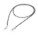 Decorative Eyeglass Glasses Holder Chain Neckchain--Black and Clear Beads, Approx. 23.6 Inches Long