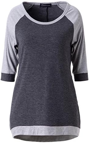 Zattcas Womens Slouchy Dolman Tunic 3/4 Sleeve Raglan T Shirt Tops (Medium, Dark Gray)