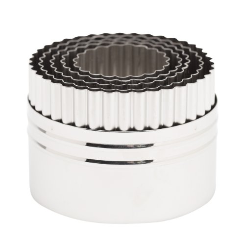 Ateco Stainless Steel Double-Sided Round 5-Piece Cutter Set, Plain / Fluted