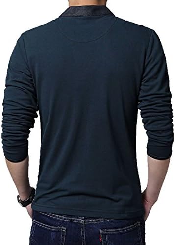 Dyslt Men's Long Sleeve Split Neck Striped T Shirt