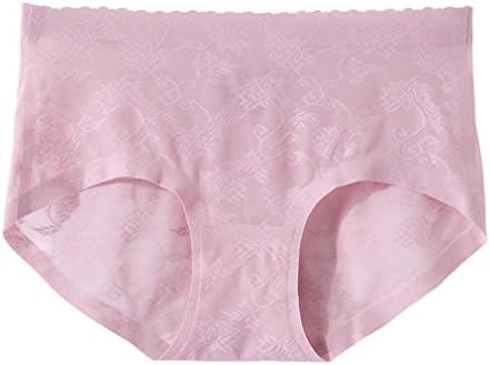 Cnhw Women's Thin Comfortable Seamless Jacquard Flower Invisibles Hipster Panty Pink L