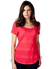 Per Una Floral Lace Striped Top