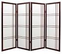 Double Cross Japanese Shoji Folding Screen Room Divider ( Cherry Rosewood ) 4 Panel