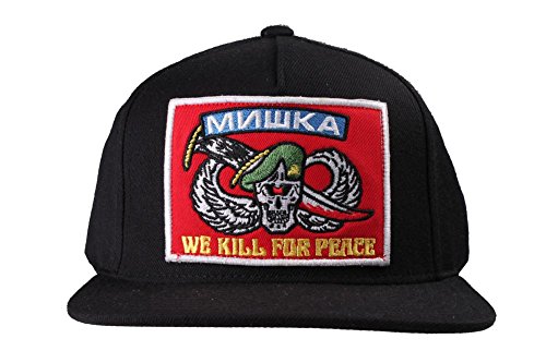 Mishka We Kill For Peace Black Embroidered Wool Blend Snapback Hat Baseball Cap
