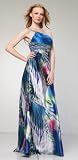 4005 ONE SHOULDER SEQUINCE DETAIL PRINT SATIN LONG GOWN