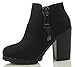 Soda Women's Daily Faux Nubuck Leather Side Zipper Ankle Bootie Heel