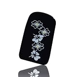 sw-mobile-shop Handy Tasche – Hülle in schwarz mit Blumenmuster in weiß – Design S7-3 f. HTC Sensation / Sensation XE / Desire HD / Desire S / Incredible S / HD7 / Trophy / HTC 7 Mozart / EVO 3D