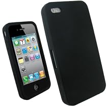 igadgitz Silikon Hülle Etui Case Schutzhülle Tasche in Schwarz für Apple iPhone 4 HD 16gb & 32gb + Display Schutzfolie