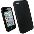 igadgitz Silikon H�lle Etui Case Schutzh�lle Tasche in Schwarz f�r Apple iPhone  4 HD 16gb & 32gb + Display Schutzfolie