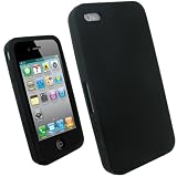 igadgitz Silikon H�lle Etui Case Schutzh�lle Tasche in Schwarz f�r Apple iPhone  4 HD 16gb & 32gb + Display Schutzfolievon "igadgitz"