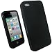 igadgitz Silikon H�lle Etui Case Schutzh�lle Tasche in Schwarz f�r Apple iPhone  4 HD 16gb & 32gb + Display Schutzfolie