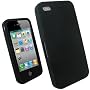 igadgitz Silikon H�lle Etui Case Schutzh�lle Tasche in Schwarz f�r Apple iPhone  4 HD 16gb & 32gb + Display Schutzfolie