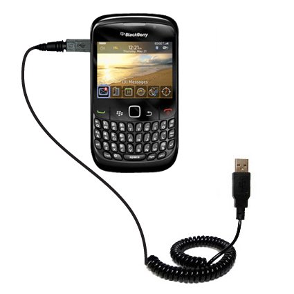 Coiled USB Cable for the Blackberry Curve 8520 with Power Hot Sync and Charge capabilities - uses Gomadic TipExchange Technology
