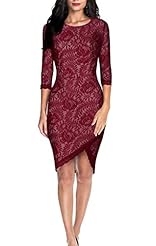 Sexy Round Neck Cocktail Above the Knee Mermaid Polyester/Spandex Lace Bodycon Dress/Evening Dress/Prom Dress/Party Dress/Wedding Dress 