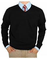 Luciano Natazzi V-Neck Merino Wool Sweater Soft Like Cashmere Trim Fit