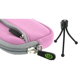 Sleeve Case (Lilac) and Tripod for Canon PowerShot SD1200IS Digital Camera Dark Gray