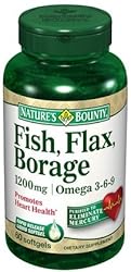 Nature's Bounty Fish, Flax, Borage, 1200 mg, Softgels, 60 ct.