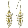 White Cultured Pearl Bunch 18k Yellow Gold Overlay Sterling Silver Earrings White Cultured Pearl Bunch 18k Yellow Gold Overlay Sterling Silver Earrings