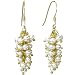White Cultured Pearl Bunch 18k Yellow Gold Overlay Sterling Silver Earrings