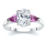 1.50 CT OVAL DIAMOND W PEAR PINK SAPPHIRE RING 18K