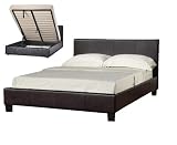 Storage Bed Faux Leather King Size Chocolate Brown 5ft Prado