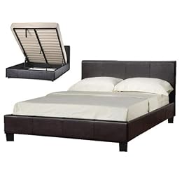 Storage Bed Faux Leather Double 4ft6in Ottoman Prado Chocolate
