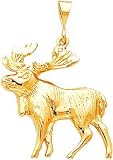 10K Yellow Gold Satin Moose Charm Diamond-Cut Jewelry