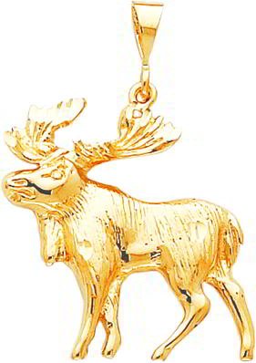41XGs8uhKvL 10K Yellow Gold Moose Charm Diamond Cut
