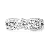 Platinum Plated Sterling Silver Round Diamond Twisted Fashion Ring (0.04 cttw)