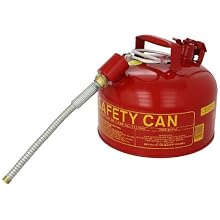 Eagle U2-26-SX5 Type II Metal Safety Can, Flammables, 11-1/4" Width x 9-1/2" Depth, 2 Gallon Capacity, 5/8" OD Pour Spout, Red
