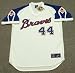 HANK AARON Atlanta Braves 1974 Majestic Cooperstown Throwback Home Baseball Jersey, Medium