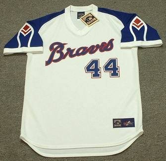 HANK AARON Atlanta Braves 1974 Majestic Cooperstown Throwback Home Baseball Jersey HANK AARON Atlanta Braves 1974 Majestic Cooperstown Throwback Home Baseball Jersey
