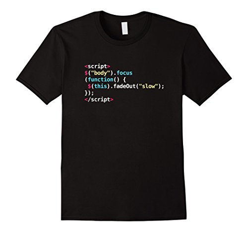 Men's Javascript Code Programmers Geek Shirt Medium Black
