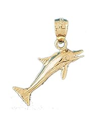 Dazzlers Solid 14 karats gold Dolphin Charm Pendant Available in three colors from jewelsberry (weights: 1.0 grams only)