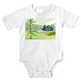 Onesie with buildings, tree, Michigan, cityscape, structure, downtown, park, Detroit