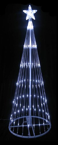 9' Polar White LED Light Show Cone Christmas Tree Lighted Yard Art Decoration