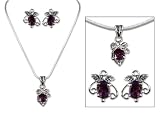 Amethyst jewelry set, 'Mauve Blushing Leaves' 16 L