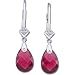 14kt White Gold Tear Drop Genuine Brazilian Garnet Briolette and Diamond Earrings
