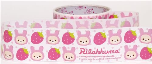 Imagen 2 de Cinta decorativa ancha Korilakkuma de conejita con fresas