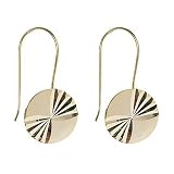 18kt Gold over Sterling Silver Diamond Cut Circle Drop Earrings
